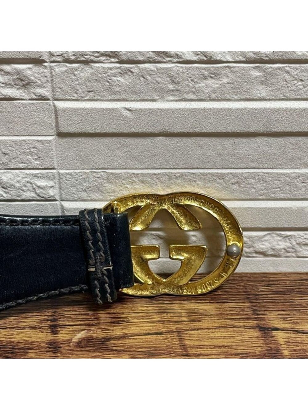 Gucci Sherry GG Gold Buckle Belt Leather Canvas - Picture 7 of 10